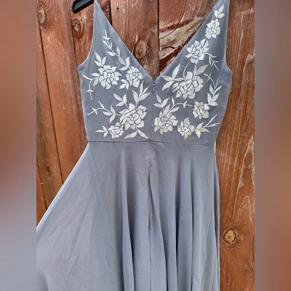 Anthropologie BHLDN Sadia Gray Floral Embroidered Bridesmaid Dress Size 4 - Picture 7 of 8